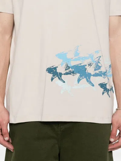 Paul & Shark Cotton Jersey T-shirt With Distressed Sharks Print Clothing