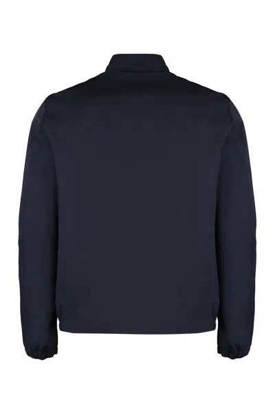 Paul & Shark Nylon Jacket With High Collar And Pockets In Blue