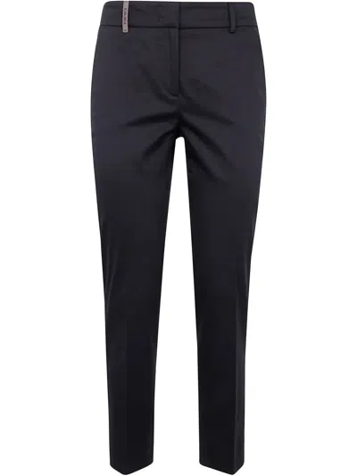 Peserico Navy Blue Cotton Blend Trousers