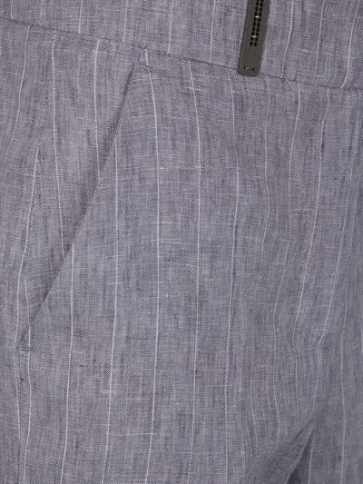 Peserico Pinstripe Linen Canvas Trousers
