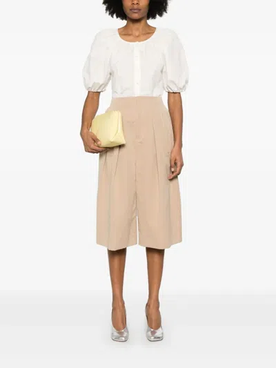 Philosophy Di Lorenzo Serafini Beige Cotton Blend Shorts With Pleats