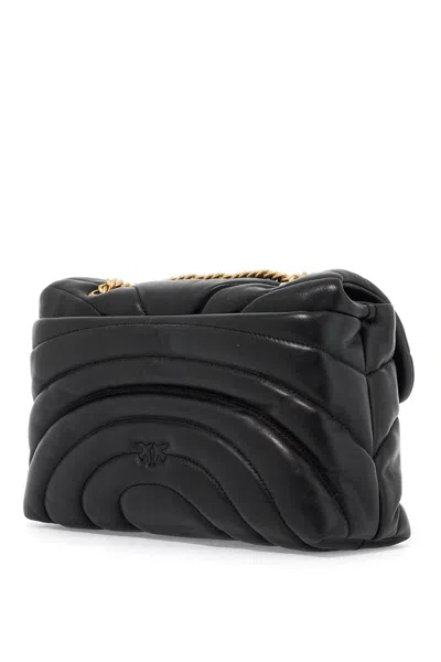Pinko Quilted Black Calfskin Shoulder Bag With Gold-tone Clasp