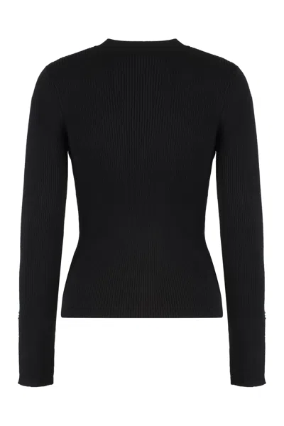 Pinko Rabbocco Knitted Wool-blend Top In Black