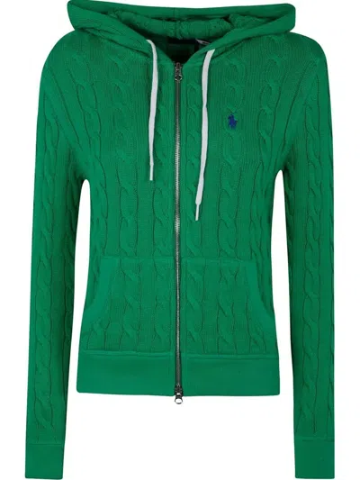 Polo Ralph Lauren Textured Cable Knit Hoodie With Full Zip Closure