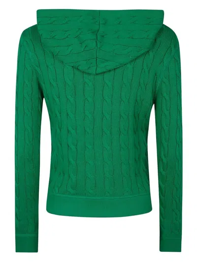 Polo Ralph Lauren Textured Cable Knit Hoodie With Full Zip Closure