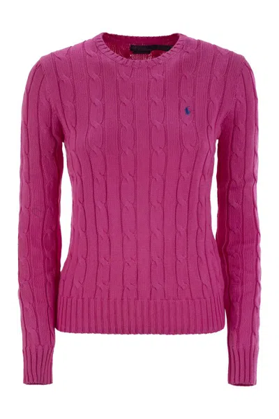 Polo Ralph Lauren Cable Knit Sweater With Round Neckline And Long Sleeves