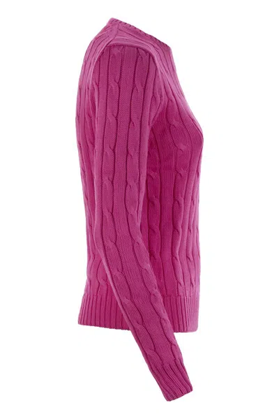Polo Ralph Lauren Cable Knit Sweater With Round Neckline And Long Sleeves