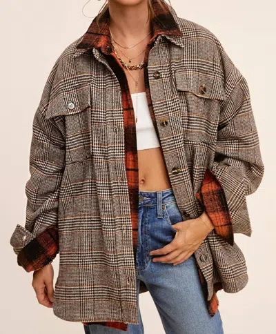 La Miel Plaid Shacket/jacket In Brown In Brown