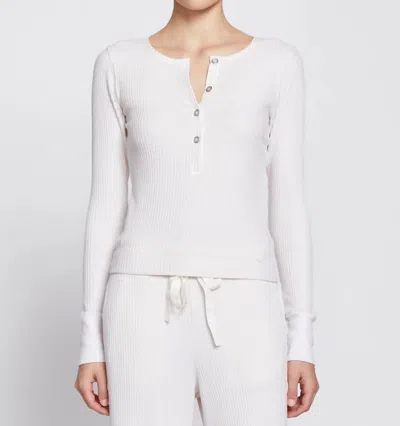 Stateside Luxe Thermal Henley Long Sleeve Top In Cream In White