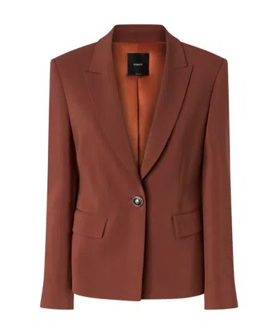Pinko Gente Single-breasted One Button Jacket In Burnt Orange