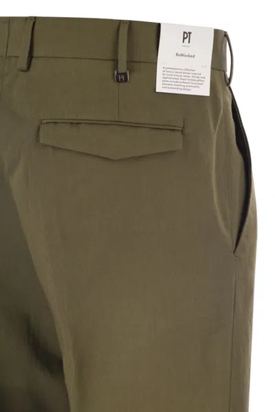 Pt Torino Michael Straight Leg Cotton Linen Trousers