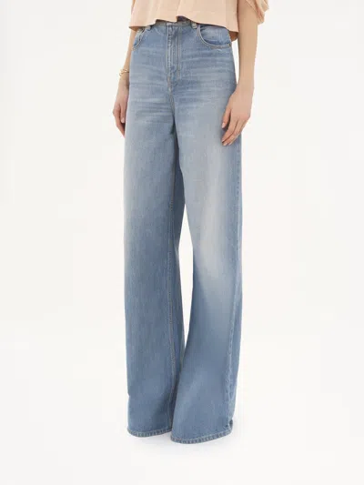 Chloé Paneled Rigid High-rise Wide-leg Jeans In Light Wash