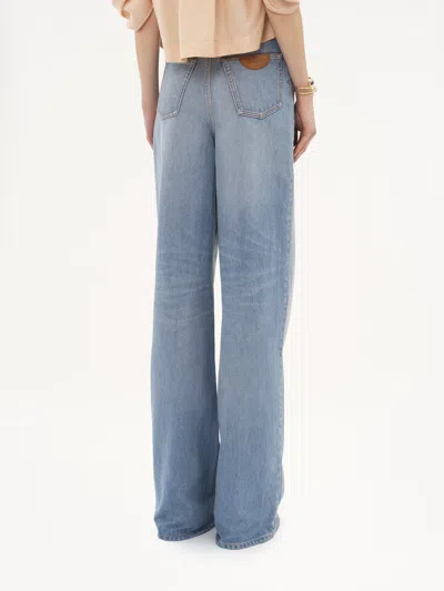 Chloé Paneled Rigid High-rise Wide-leg Jeans In Light Wash