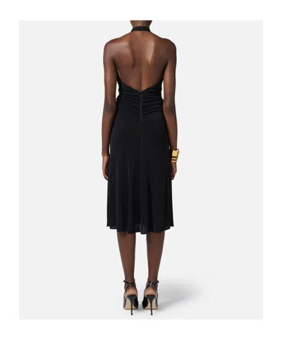 Elisabetta Franchi Lightweight Jersey Dress With Crossover Neckline In Black