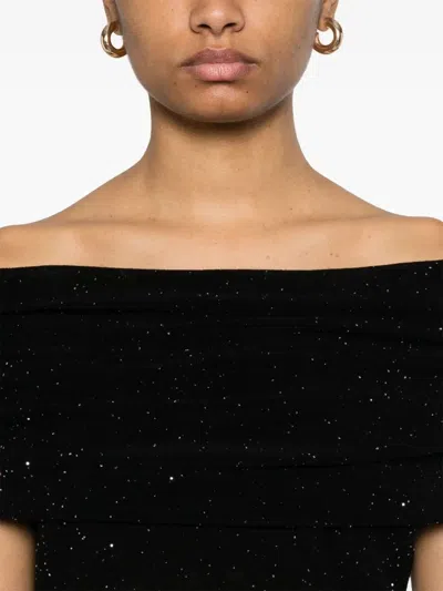 Roberto Collina Wool Top With Micro Sequins And Draped Detail
