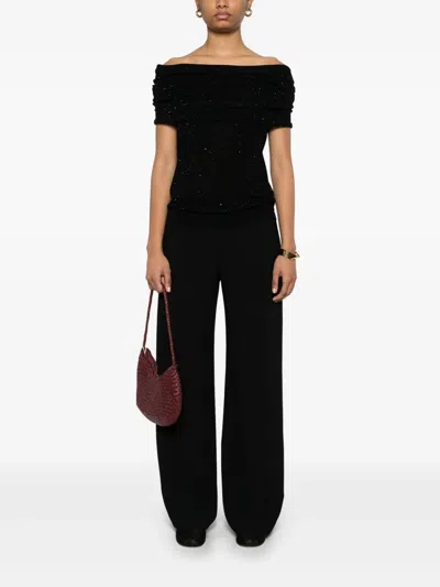 Roberto Collina Wool Top With Micro Sequins And Draped Detail
