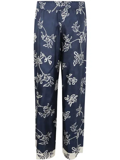 S Max Mara Women's Cinzia Printed Silk Pants In Blue