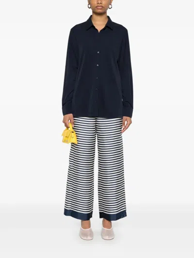 S Max Mara Silk Trousers Wide Leg Striped Pattern