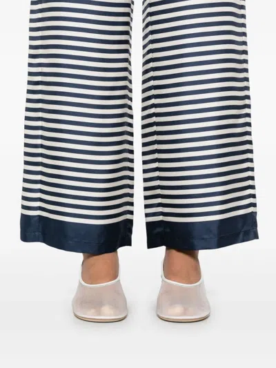 S Max Mara Silk Trousers Wide Leg Striped Pattern