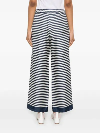 S Max Mara Silk Trousers Wide Leg Striped Pattern