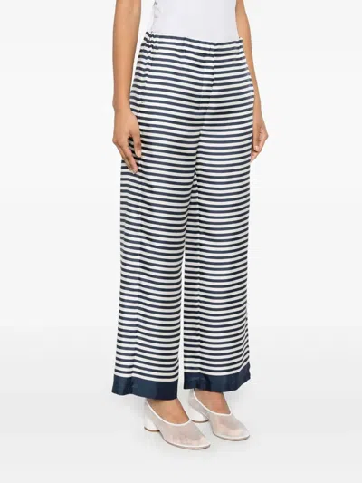 S Max Mara Silk Trousers Wide Leg Striped Pattern