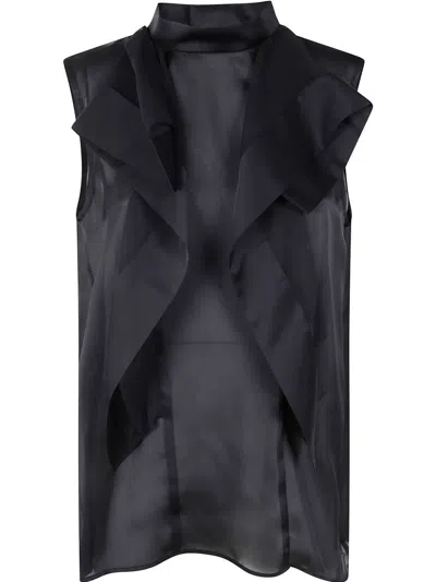 Sacai Asymmetric Ruffle Tank Top In Chiffon