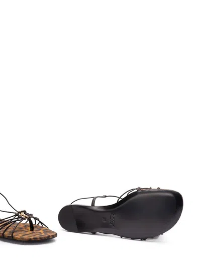 Saint Laurent Ankle Strap Babylone Flat Sandals Shoes In Brown