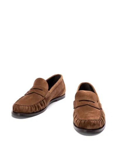 Shop Saint Laurent Ryan Suede Loafers
