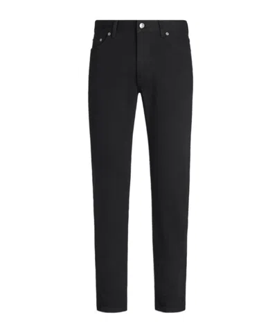 Zegna Jean Roccia En Coton Extensible Noir Délavé In Black