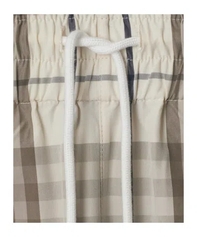 Burberry Cotton Check Drawstring Shorts In White