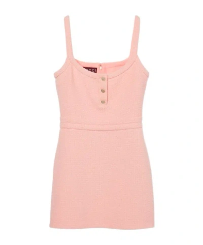 Gucci Cotton Tweed Mini Dress In Pink