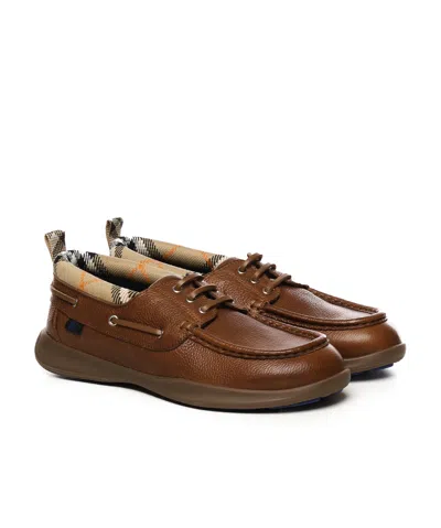 Burberry Leather Loafers Round Toe Rubber Sole In Brown