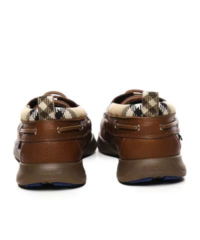 Burberry Leather Loafers Round Toe Rubber Sole In Brown