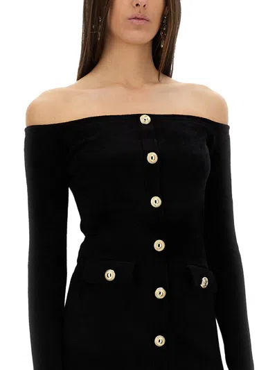 Self-portrait Off-the-shoulder Button-embellished Chenille Midi Dress