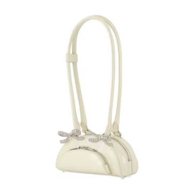Self-portrait Cream Leather Curved Mini Shoulder Bag Beige