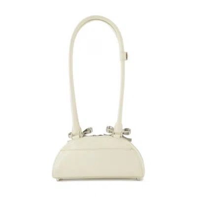 Self-portrait Cream Leather Curved Mini Shoulder Bag Beige