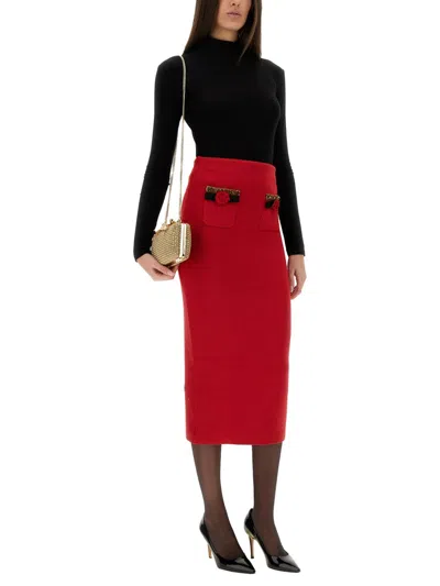 Self-portrait Embellished Knitted Midi Skirt