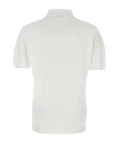 Kiton Textured Polo Shirt With Collar And Short Sleeves In White
