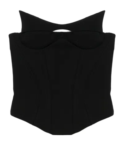 Mugler Sleeveless Corset Top Cut-out Detailing In Black
