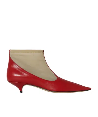 The Row Pointed Short Boots In Red