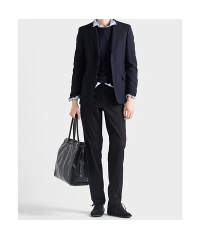 Prada Stretch Poplin Pants In Black