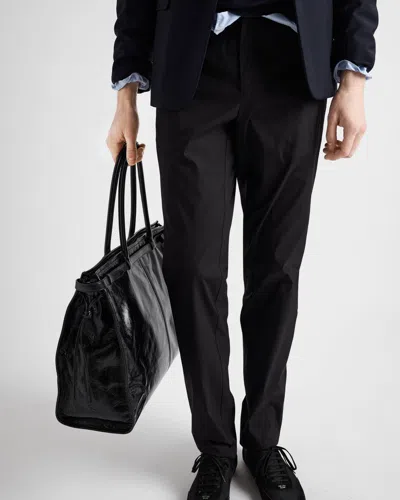 Prada Stretch Poplin Pants In Black