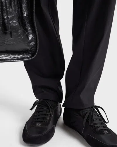 Prada Stretch Poplin Pants In Black