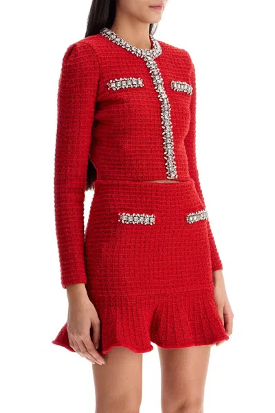 Self-portrait Waffle Knit Crystal Embellished Cardigan