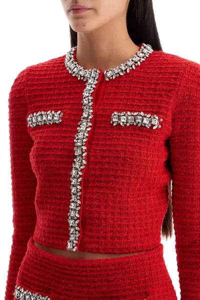 Self-portrait Waffle Knit Crystal Embellished Cardigan