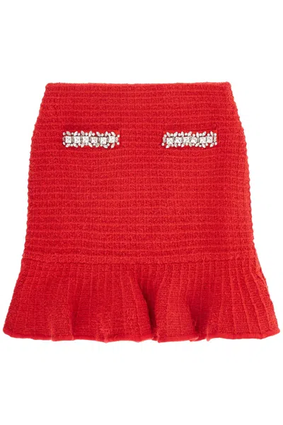 Self-portrait Textured Knit Mini Skirt In Red