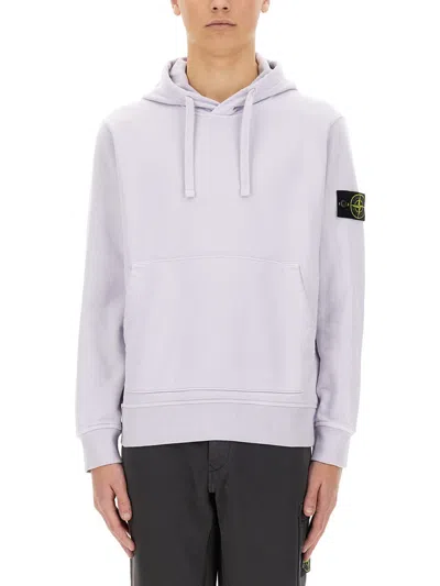 Stone Island Grey Melange 64120 Brushed Fleece Hooded Sweatshirt