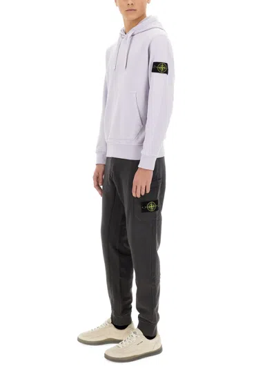 Stone Island Grey Melange 64120 Brushed Fleece Hooded Sweatshirt
