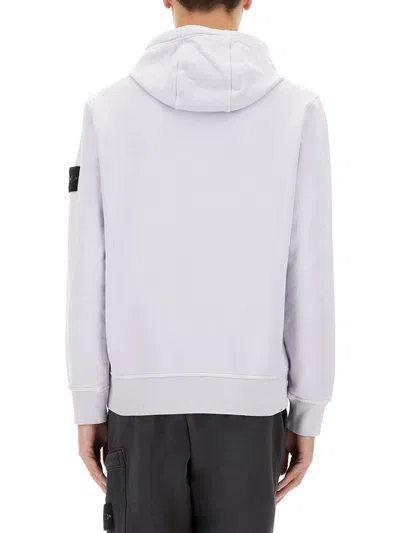 Stone Island Grey Melange 64120 Brushed Fleece Hooded Sweatshirt