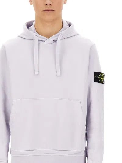 Stone Island Grey Melange 64120 Brushed Fleece Hooded Sweatshirt
